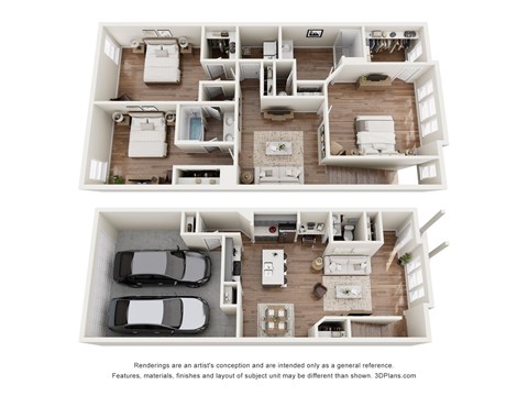 Floor plan for 3 beds, 2.5 baths, 1849 sqft